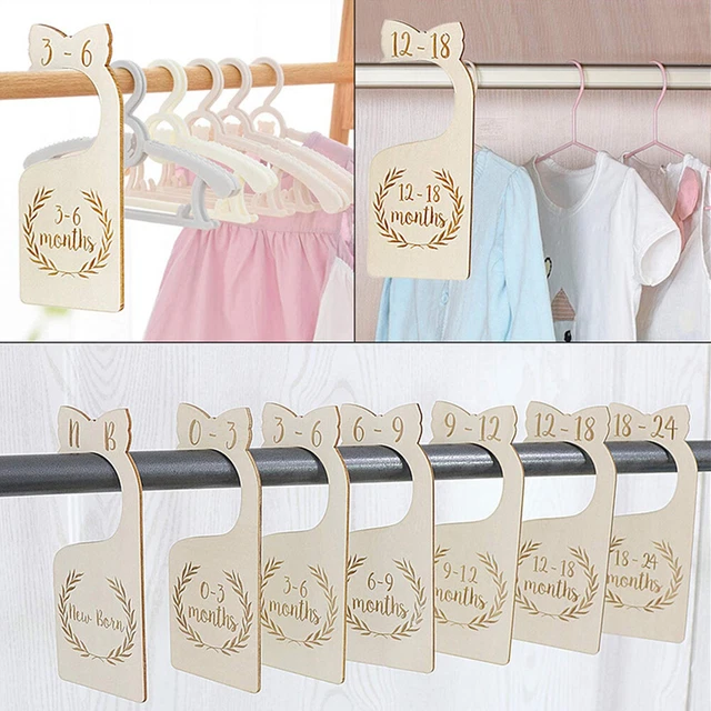 8pcs/set Wooden Clothing Baby Closet Divider Size Newborn To 24 Month Infant
