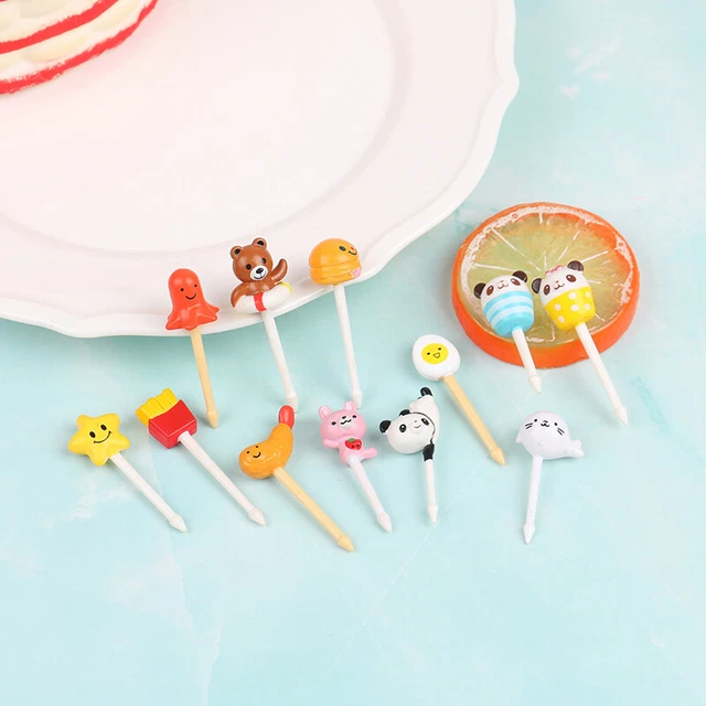 10Pcs Fruit Fork Christmas Halloween Lunch Bento Box Pick Fruit Cake Toothp-DB