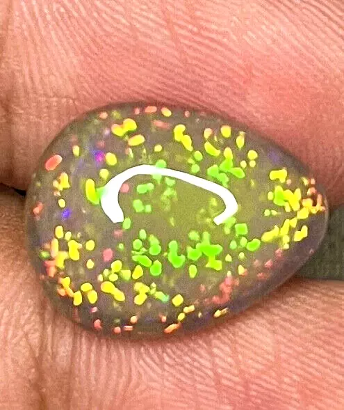 8.3ct Welo Opal Pear Cabochon AAAA Ethiopian Pinfire Dark Dase Loose VIDEO