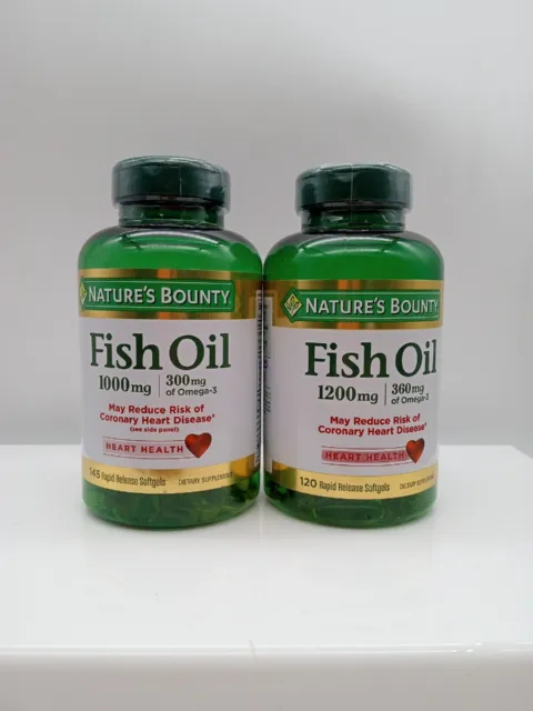 2-Pack Natures Bounty Fish Oil 1200 mg Softgels Omega-3  120 each