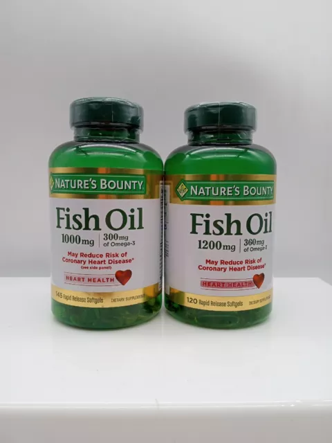 2-Pack Natures Bounty Fish Oil 1200 mg Softgels Omega-3 120 each 2-Pack Natures Bounty Fish Oil 1200 mg Softgels Omega-3 120 each