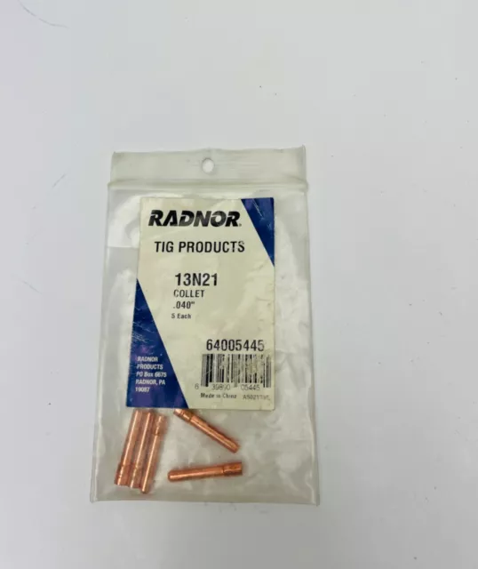 5 Pcs Radnor 13N21 .040" 13N Tig Welding Collet For  9, 20, 25 Series Torch