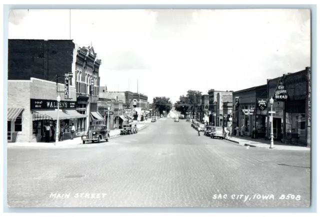 c1940's Main Street Strickler Drug Store Sac City Iowa IA RPPC Photo Postcard