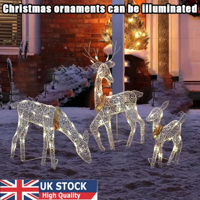 Christmas Reindeer Outdoor Xmas Garden Lights for Patio New Years Decoration UK~