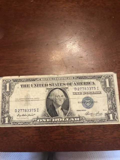 1935 e silver certificate dollar