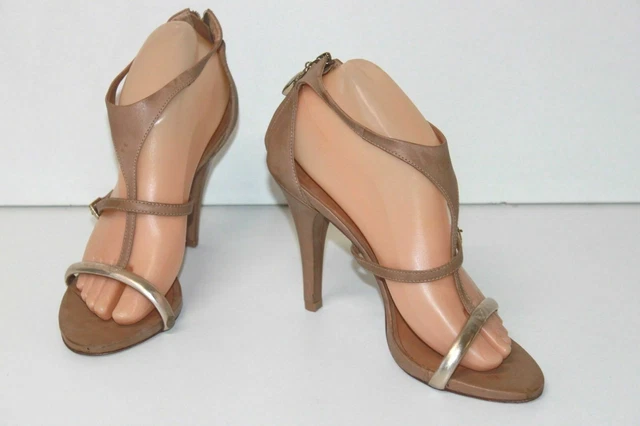 Sandales Vintage Sergio Rossi En Cuir - Beige Clair - Taille 35.5 EU (US 5) - Talon 8 Cm - Bon état