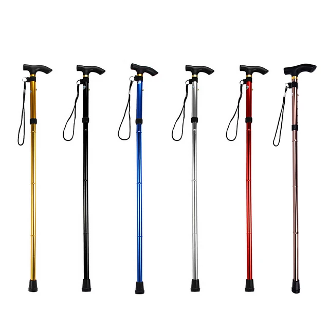 Adjustable Aluminum Metal Cane Walking Stick Folding Column Collapsible Tr T#w#