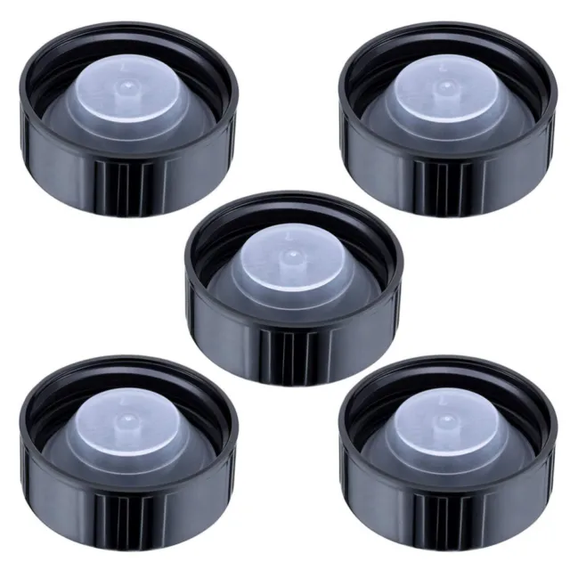 Tapas de frasco de plástico UKCOCO mason 5 piezas tapas de tornillo de sello de polietileno negras