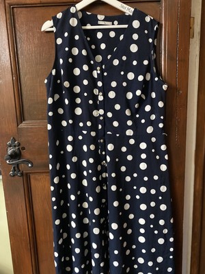 tu dress size 18 navy with white spots