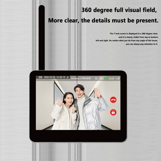 7 Inch 1080p HD-Wireless Video Door-Intercom With Camera-Motion-Sensor ( PIR )