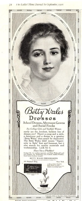 1916 Print Ad Betty Wales Dresses For School Gowns Social Frocks Ploshkin God!