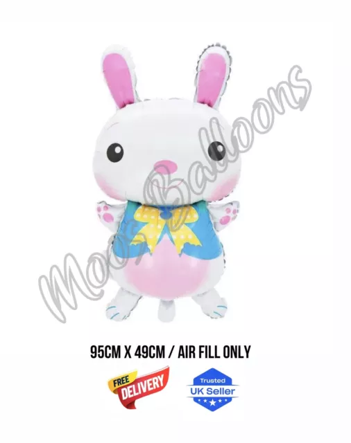 Easter Bunny Rabbit Balloon Pink White Super Shape Kids Party Deco UK Seller