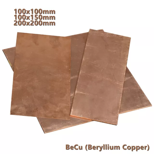 Beryllium Copper Sheet Plate 0.5-5mm Thick BeCu C17200 Metal Panel Cut to Size