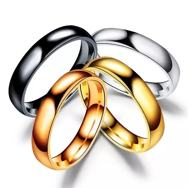 4MM Stainless Steel Men Women Wedding Engagement Anniversary Ring Band Size 316L