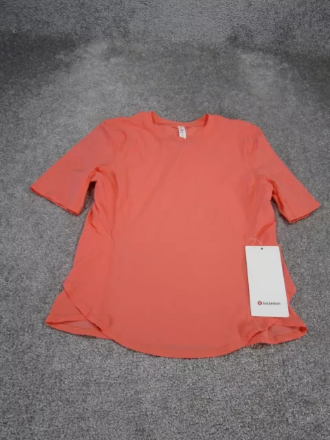 Lululemon Shirt Womens 4 Uv-Protection Fold Over Running Tee Pink NEW