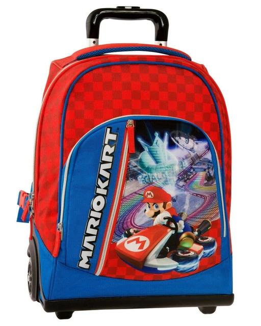ZAINO SCUOLA TROLLEY Nintendo Super Mario Kart Rosso Blu Bambino