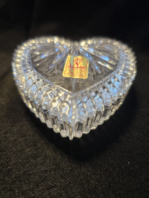 Nachtmann Bleikriskall W Germany Crystal Heart Trinket Box 3"