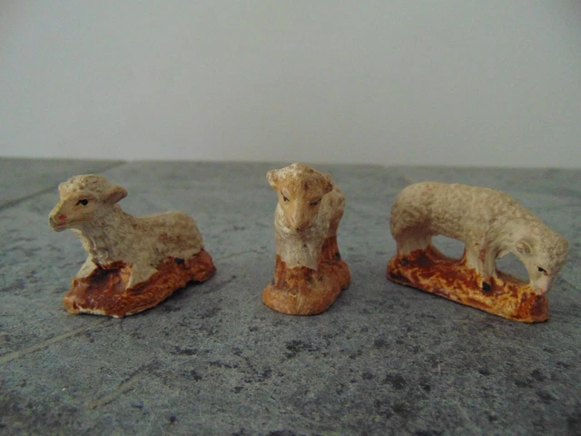 SANTONS CRECHE NOEL ane 13cm x15cm et mouton 7cm Devineau ou Putz ? EUR 33,00 - FR