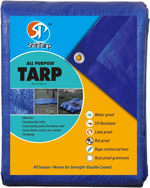 Blue Multifunctional Polyethylene Tarp Cover UV Protection Tear Proof Tarpaulin
