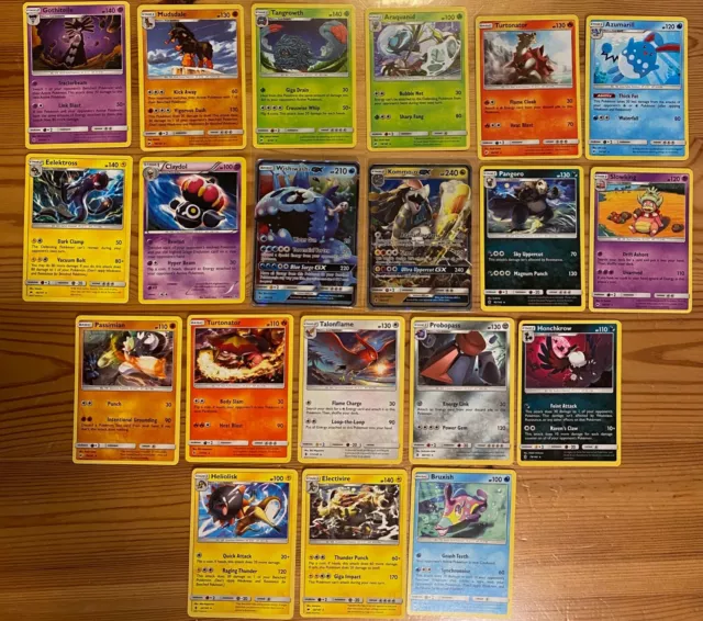 PROMO Lot de 20 cartes Pokémon Anglaises dont 2 GX Bloc Soleil et Lune