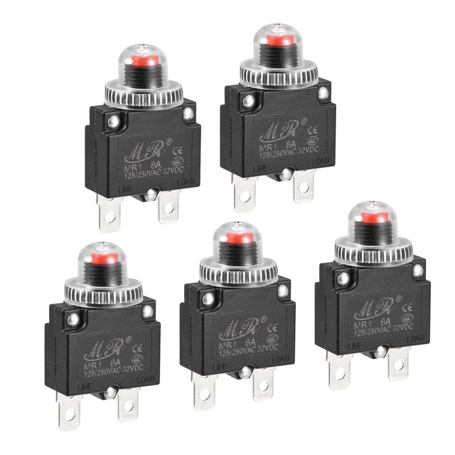 Circuito Sovraccarico Protettore 8A AC125/250V DC32V Premi Pulsante 5pz