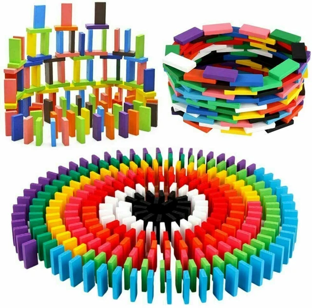 480stk Dominosteine bunte Bausteine Bauklötze Holzklötze Kinder Domino Spielzeu