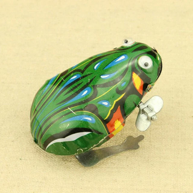 VINTAGE WIND UP Animal Jumping Frog Retro Classic Clockwork Tin Toy 5.