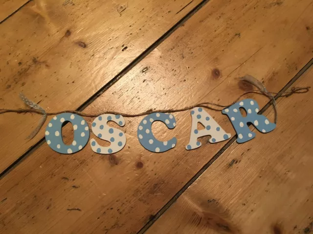 Hand Made Wooden Personalised Shabby Chic baby 5 letter ANY NAME Boy Any Colour