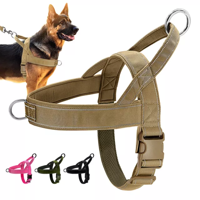 Tactical No Pull Dog Harness Reflective Nylon Vest Front Clip Medium Large Dogs