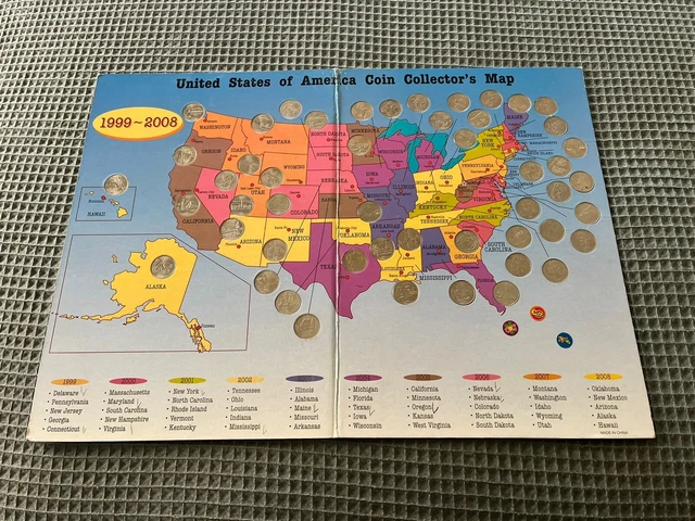 Complete USA Coin Holder Commemorative State Quarters Collectors Map