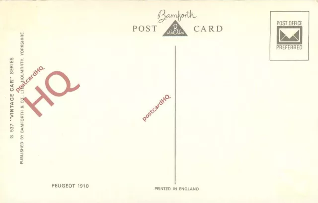 Picture Postcard~ VINTAGE CAR, PEUGEOT 1910 [BAMFORTH] 2