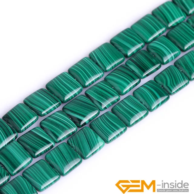 AAA Natural Malachite Gemstone Square Round Heart Teardrop Oval Loose Beads 15"