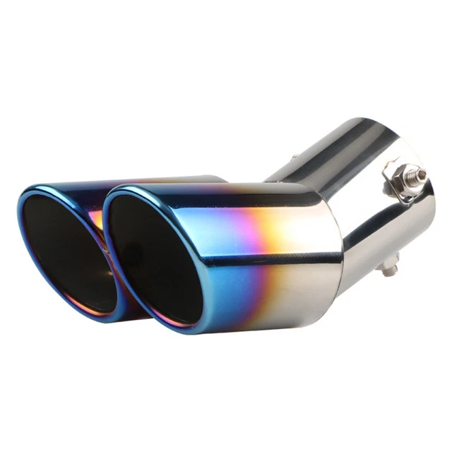 Slant Car Exhaust Tip Burnt Blue Stainless Steel Universal Auto Muffler Silencer