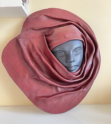 Stunning Vintage 3D Face Wall Art, Leather Mask, Wall Decor