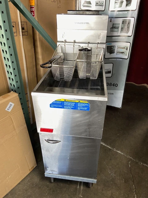 40 LB Natural Gas Deep Fryer Pitco 35C+ S New Baskets on Wheels 90K BTU #1383