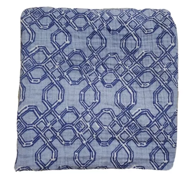 Lilly Pulitzer Pottery Barn Kids Blanket Blue Geometric Organic Cotton 47” Sq