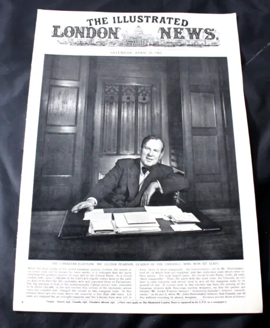 1963 Print 'LESTER PEARSON, CANADIAN LIBERAL PARTY LEADER by KARSH of OTTOWA'