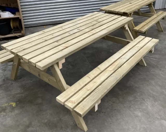 Wingham Heavy Duty Picnic Table and Bench Set Wooden Outdoor Garden Furniture