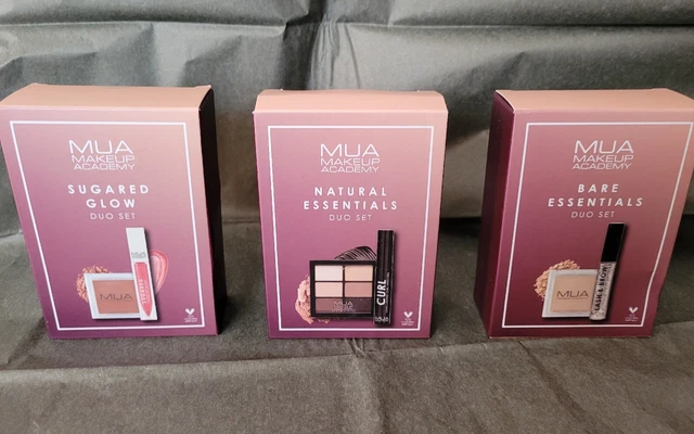 Trucco MUA. Pacchetto 3 set. Bare Essentials | Natural Essentials | Bagliore zuccherato.