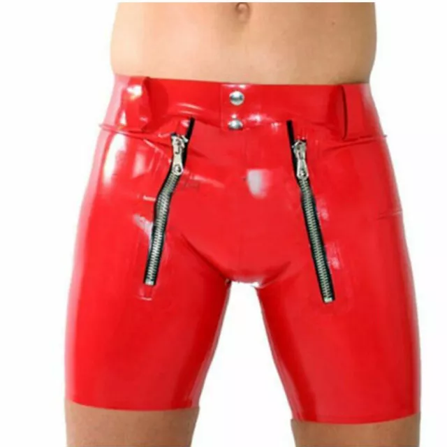 Latex Rubber Rote Boxershorts Höschen Pants Doppelter Reißverschluss 0.4mm S-XXL