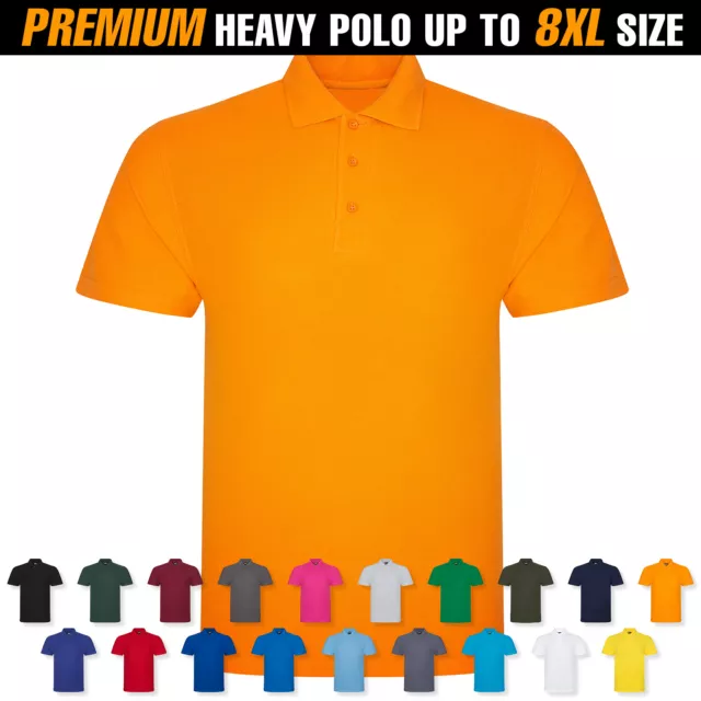 Mens Premium Heavy Polo Shirt Work Top Short Sleeve Workwear Uniform Casual Wear