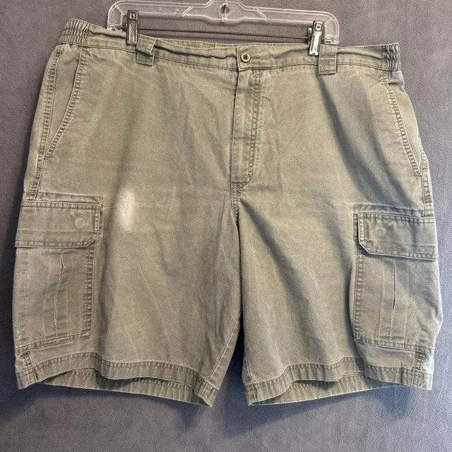 LL Bean Shorts Mens Size 42R Green Cargo Comfort Waist Pockets Canvas Cotton