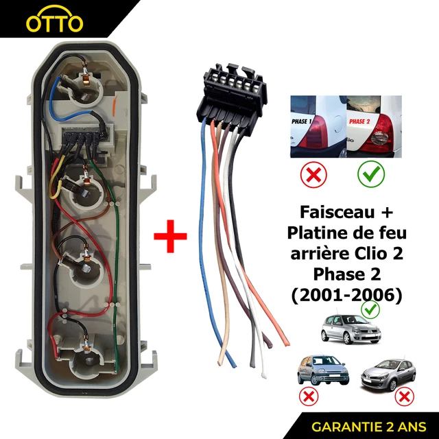 PLATINE PORTE AMPOULE kit reparation feu arriere CLIO 2 phase 2 gauche