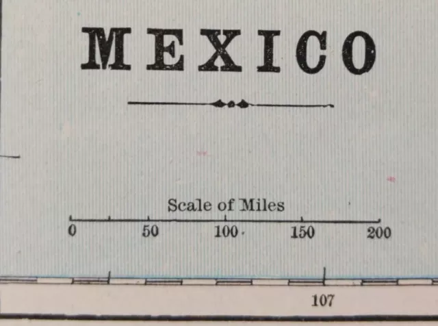 Vintage 1900 MEXICO Map 14"x11" Old Antique Original MAZATLAN SINALOA VERA CRUZ