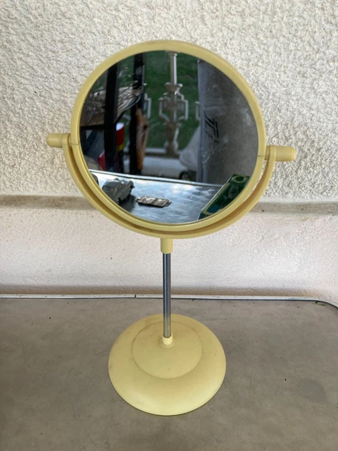 Ancien petit miroir mural rond en résine dorée - nœud d'amour