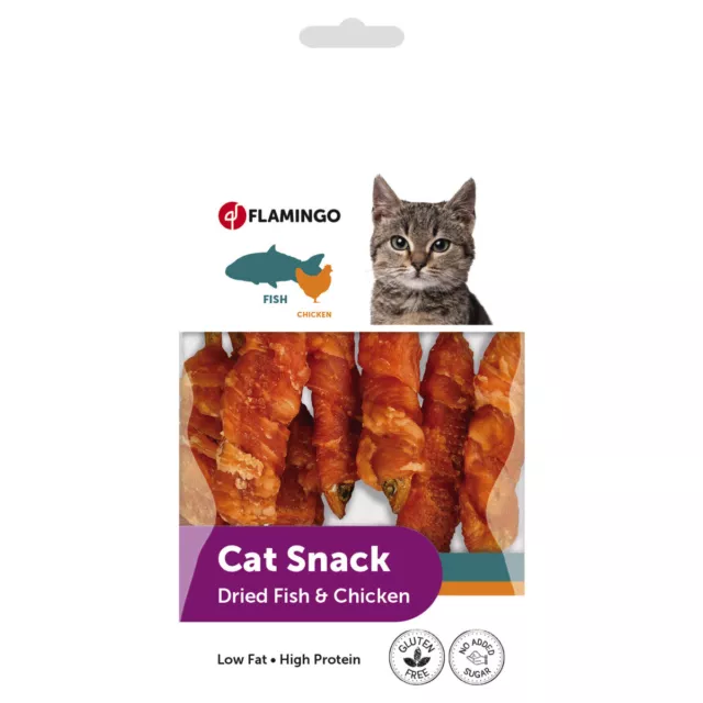 Flamingo Poisson Séché Avec Poulet Chat 50 G, Snack pour Chats, Neuf