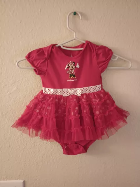 Disney Minnie Mouse Size 6mo Baby Girl’s Tutu Dress W/ Polka Dot Bow Tie Sash