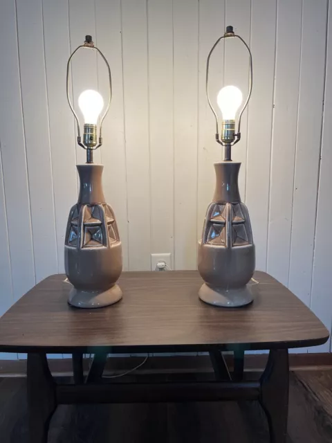 pair of ceramic glazed table lamps