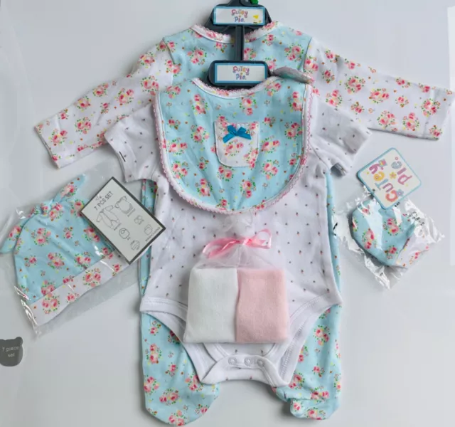 Lot cadeau bébé, 6 pièces, croissance bébé, gilet bébé, chapeau, mitaines, 0-3, 3-6 & 6-9 mths,