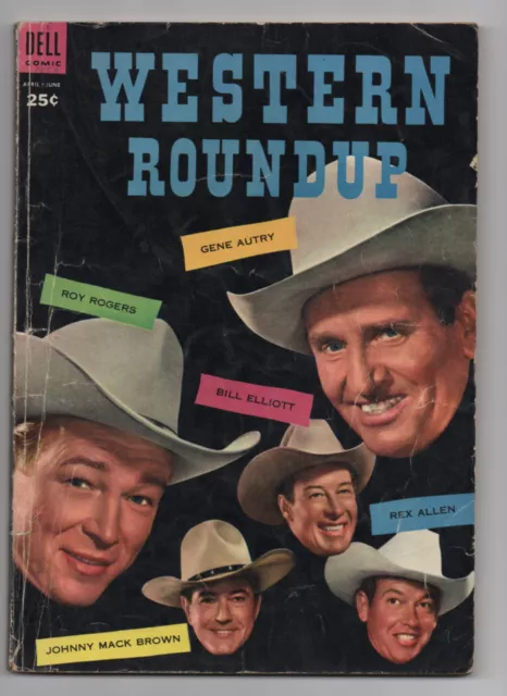 Dell  Western Roundup #6  1954  Complete Lower Grade  Roy Rogers  Gene Autry